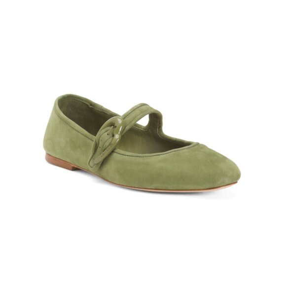 LARROUDE SEAWEED Made In Brazil Suede Verona Ballet Flats - Picture 1 of 2